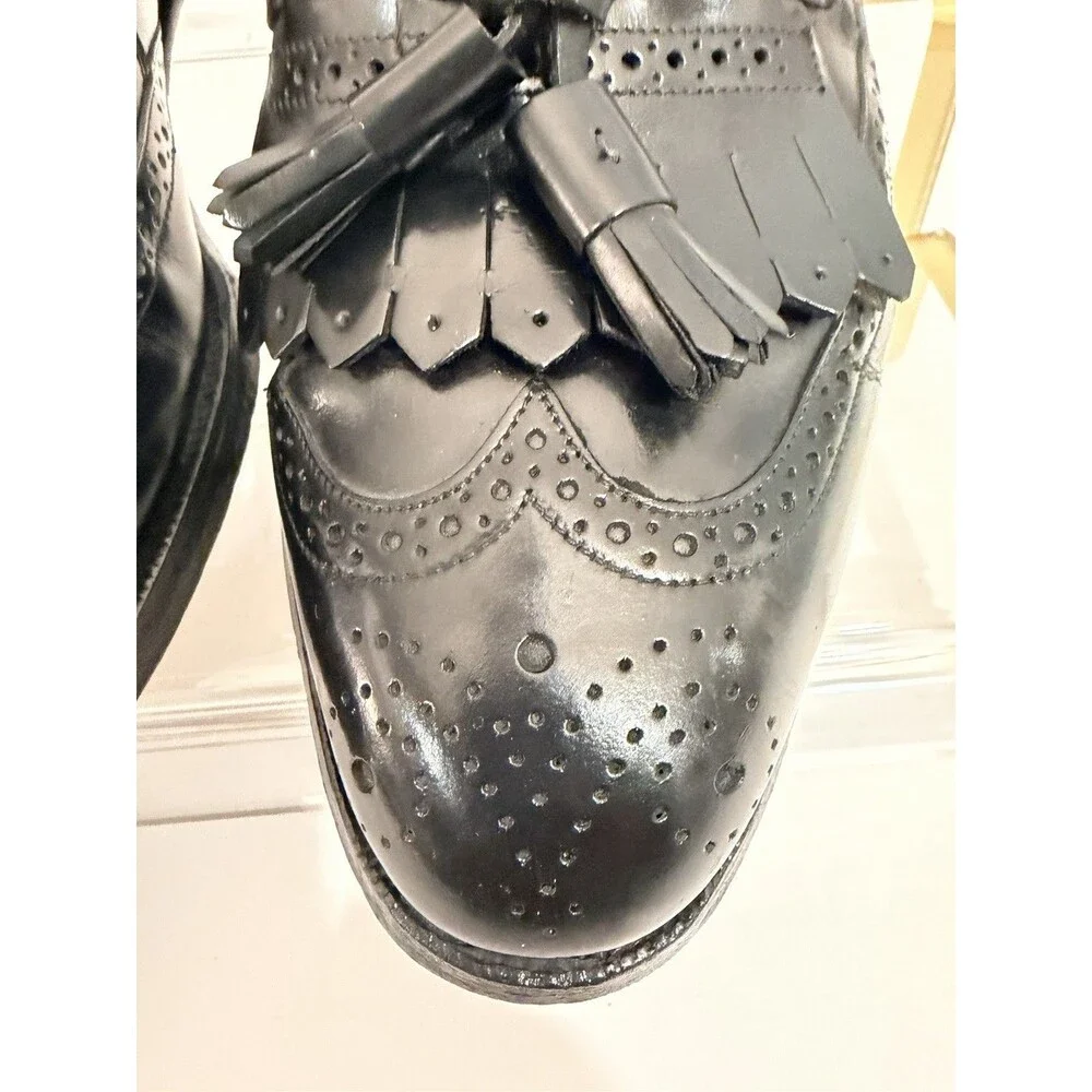Johnston & Murphy Optima Black Wing Tips Kitties Tassle Loafer 8.5